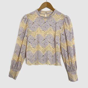 Anthropologie Dolan Left Coast Mock-Neck Lace Blouse Top